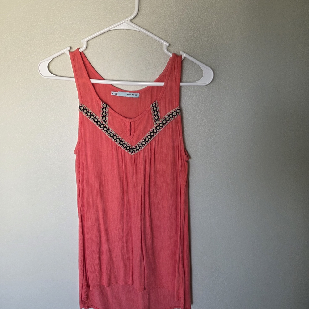 Maurices Coral Embroidered V-Neck Tank